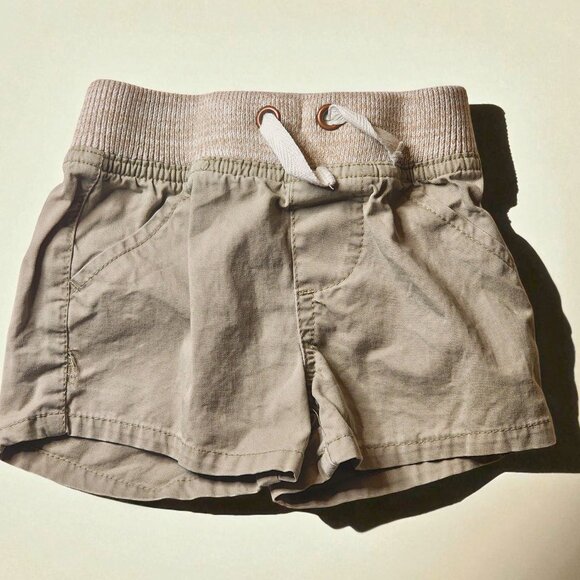 Cat & Jack Baby Newborn Khaki Shorts – Neutral Elastic Waist w/ Drawstring - Picture 1 of 5